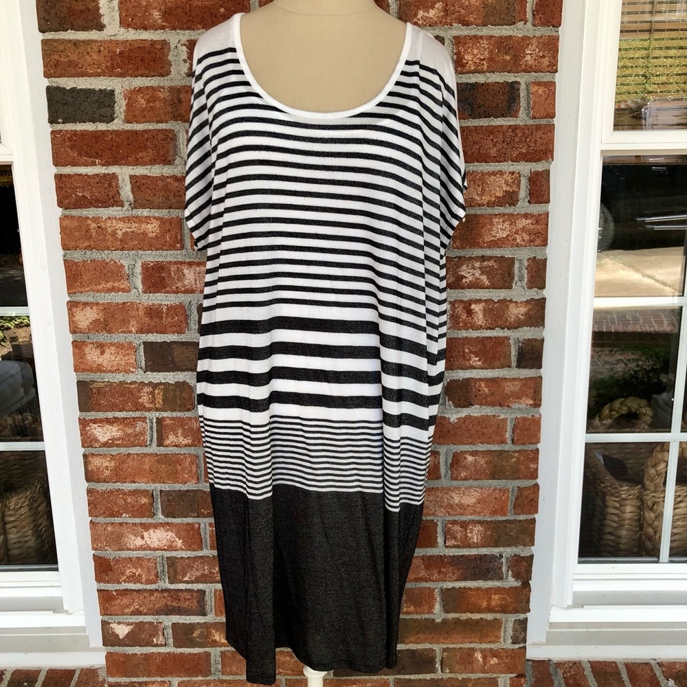 Vince Short Sleeve Metallic T-Shirt Dress
